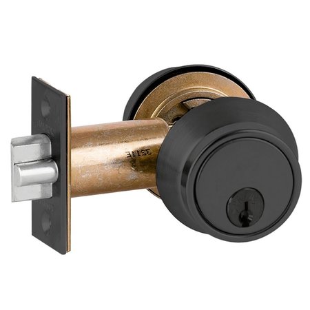 SCHLAGE Grade 2 Double Cylinder Deadlatch, Conventional 6-Pin Cylinder, 2-3/8-in Backset, Flat Black B252P6 622